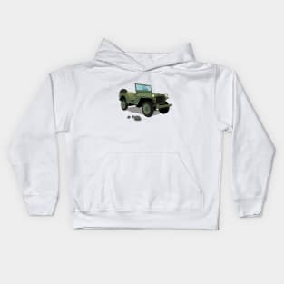 WWII Willys US Army Truck Kids Hoodie